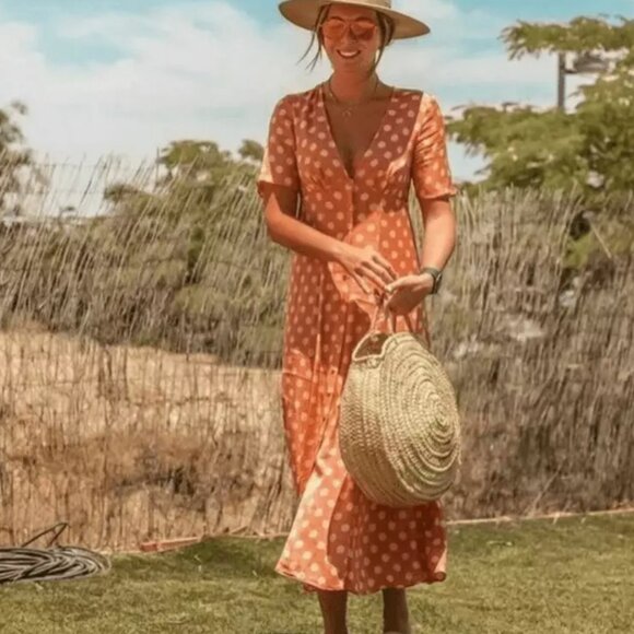 Zara Polka Dot Dress in Salmon Blogger’s Favorite - S - Picture 5 of 7